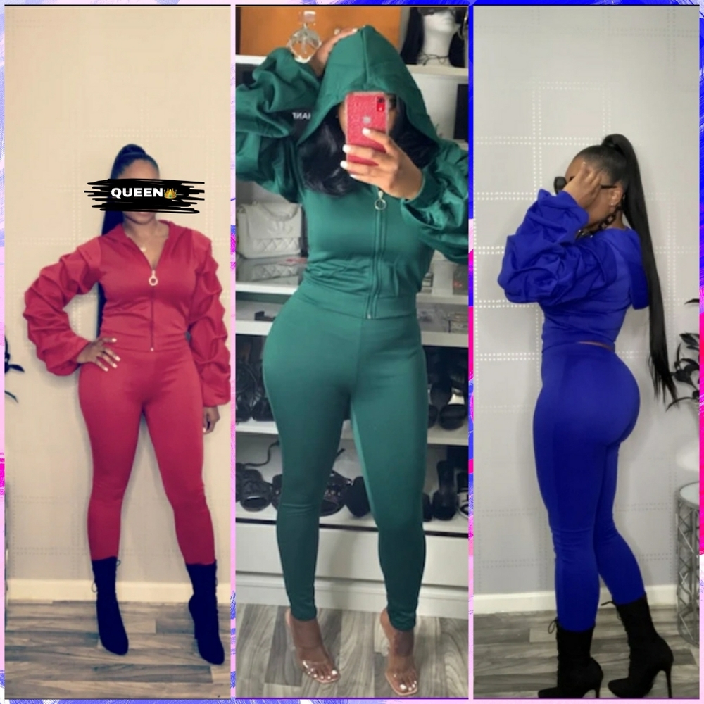 Blue Lantern Sleeve Pantsuit